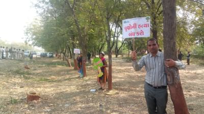 S.G.હાઈવે પર સવારના પહોરમાં જોવા મળ્યા અનોખા દ્રશ્યો, આખરે કેમ આ લોકો વૃક્ષોને ચીપકીને ઉભા રહી ગયા, જુઓ VIDEO