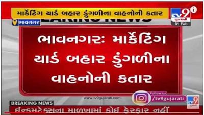 BHAVNAGAR માર્કેટિંગ યાર્ડ બહાર ડુંગળી ભરેલા વાહનોની લાગી લાઈન