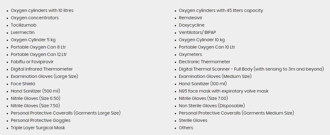 Medical Equipment List