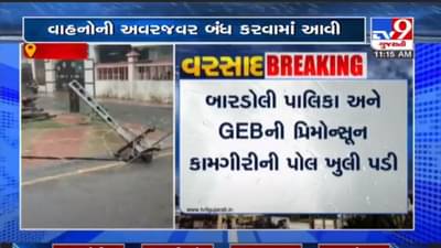 SURAT : બારડોલીમાં વરસાદને કારણે વૃક્ષ સાથે 3 વીજપોલ ધરાશાયી, વરસાદથી અનેક વિસ્તાર પ્રભાવિત