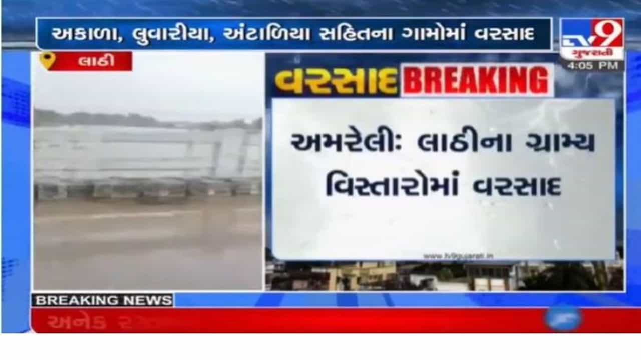 Amreli : વડીયા અને લાઠીના ગ્રામીણ વિસ્તારોમાં વરસાદ, ખેડૂતોમાં ખુશીની લહેર