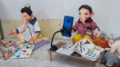 Surat : હવે સુરતમાં તૈયાર થયા ઓનલાઇન એજ્યુકેશનની થીમ પર ગણપતિ