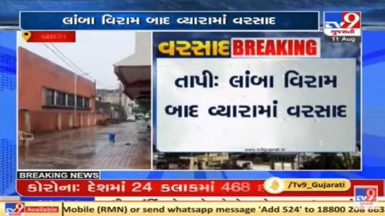 Tapi : લાંબા વિરામ બાદ અનેક તાલુકાઓમાં વરસાદ, ખેડૂતોમાં ખુશીની લહેર