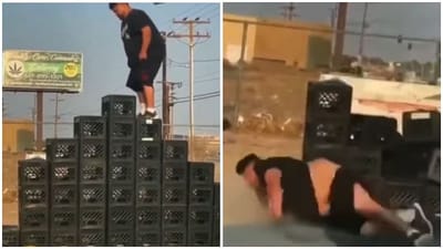 Viral Video : વ્યક્તિ ન જાળવી શક્યો બેલેન્સ અને જોરદાર રીતે પડ્યો, વીડિયો જોઇ તમે પણ કહેશો અરે આ શું થયુ ?