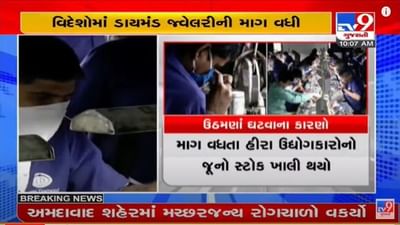 Surat : વિદેશોમાં હીરાની માગમાં વધારો, હીરા પેઢીઓના ઉઠમણાં પર અંકુશ આવ્યો Surat : વિદેશોમાં હીરાની માગમાં વધારો, હીરા પેઢીઓના ઉઠમણાં પર અંકુશ આવ્યો