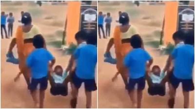 Video : મહિલાએ બાળકના હાથ -પગ બાંધીને સ્કૂલે પહોંચાડ્યો ! વીડિયો જોઈને તમને પણ બાળપણ યાદ આવી જશે