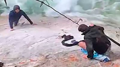 માનવતાની મિસાલ: 5 શીખોએ પોતાની પાઘડીનો ઉપયોગ કરીને પાણીના ધોધમાં ફસાયેલા યાત્રીને બચાવ્યો, જુઓ વીડિયો