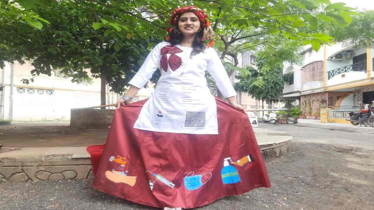 Surat : સુરતીઓ નવું લાવ્યા !! નવરાત્રી માટે તૈયાર કર્યા કોરોના જાગૃતિ માટેના ચણિયાચોળી