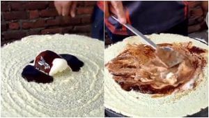 Viral Video : આઇસક્રિમ અને ચોકલેટ નાખીને ડોસો બનાવ્યો, તો લોકો બોલ્યા 'અમારી તો ભૂખ જ મરી ગઇ'