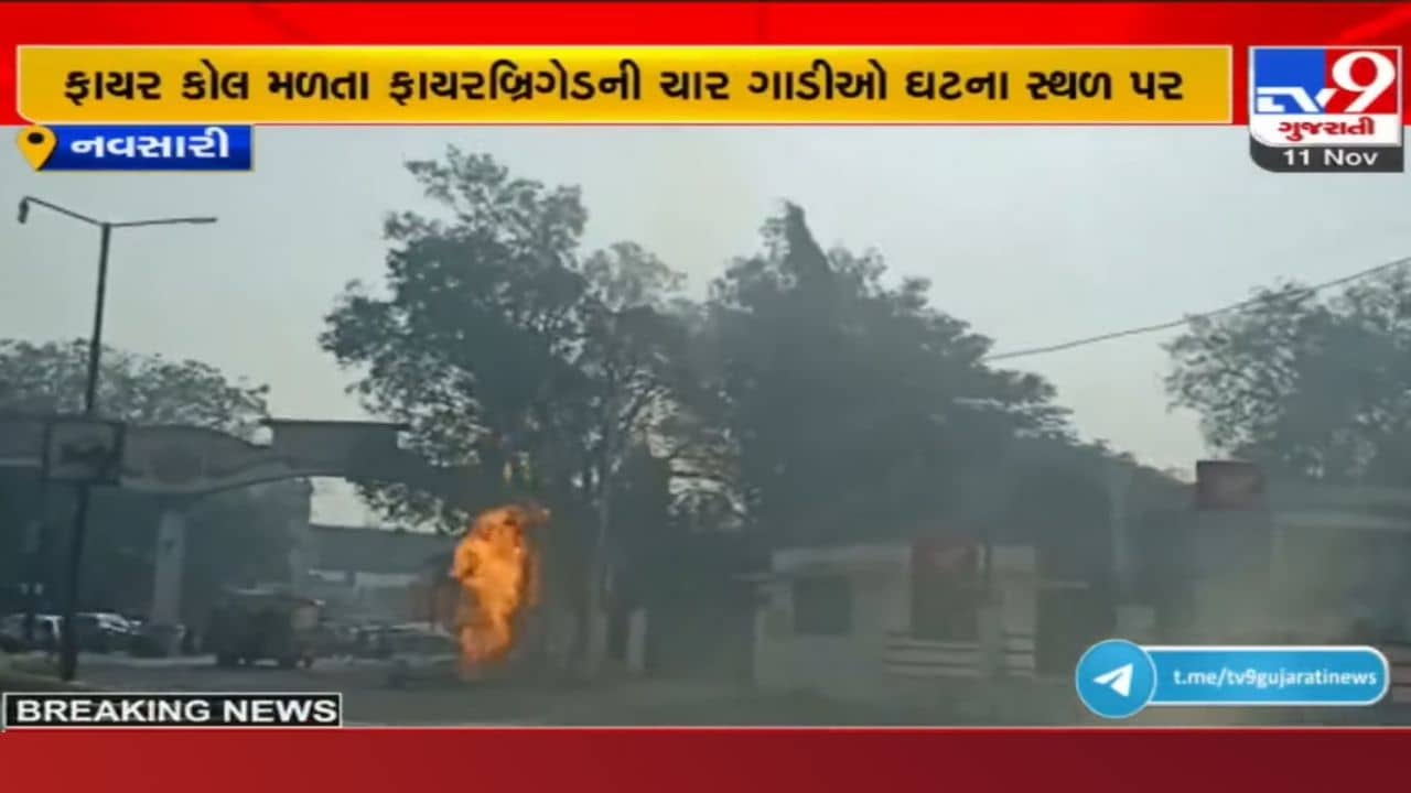 Navsari: ગ્રીડ પાસે આવેલ ગેસ લાઈનમાં લાગી ભીષણ આગ, ફાયર બ્રિગેડ પહોંચી ઘટના સ્થળે