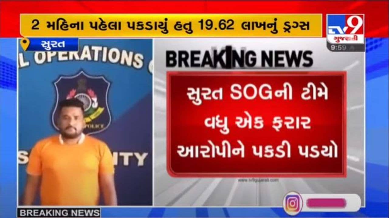 SURAT : ડ્રગ્સ કેસમાં SOGને મળી મોટી સફળતા, રાંદેર MD ડ્રગ્સ હેરાફેરી કેસમાં ફરાર મુખ્ય આરોપી ઝડપાયો