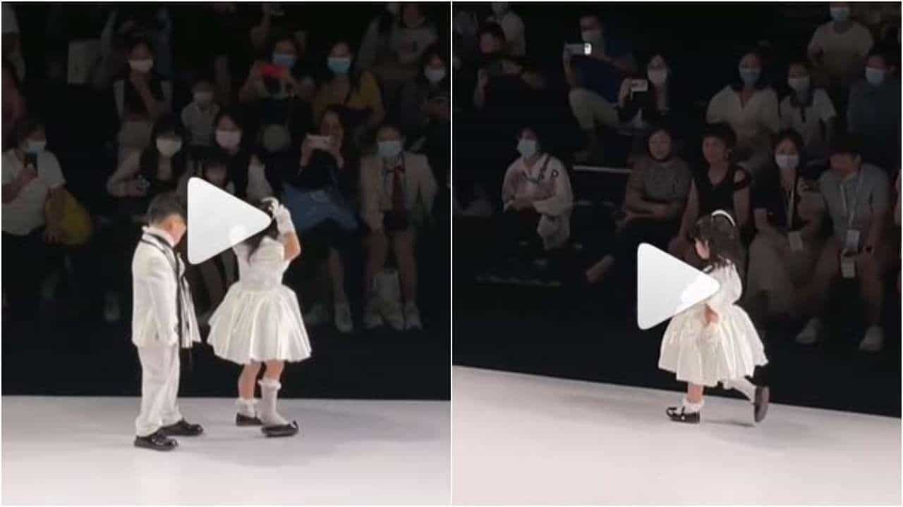 રેમ્પ પર અચાનક નીકળી ગયા ક્રાઉન અને શૂઝ, નાની બાળકીએ આ રીતે સ્વેગમાં પૂરૂ કર્યુ વોક