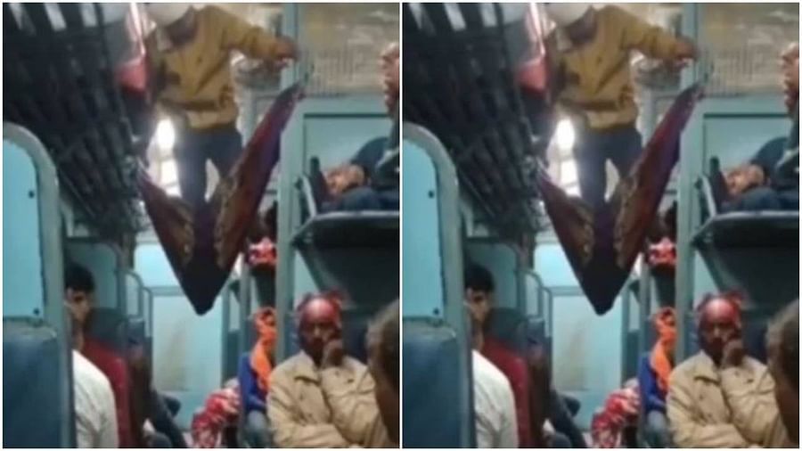 Desi Jugad : ખચાખચ ભરેલી ટ્રેનમાં વ્યક્તિએ આ રીતે મેળવી સીટ, જુગાડ જોઇને લોકો બોલ્યા Wah...
