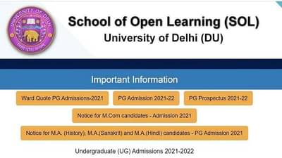 DU SOL Admission 2021: આજે DU સ્કૂલ ઓફ ઓપન લર્નિંગ UG કોર્સમાં એડમિશનની છેલ્લી તારીખ, આ રીતે કરો અરજી