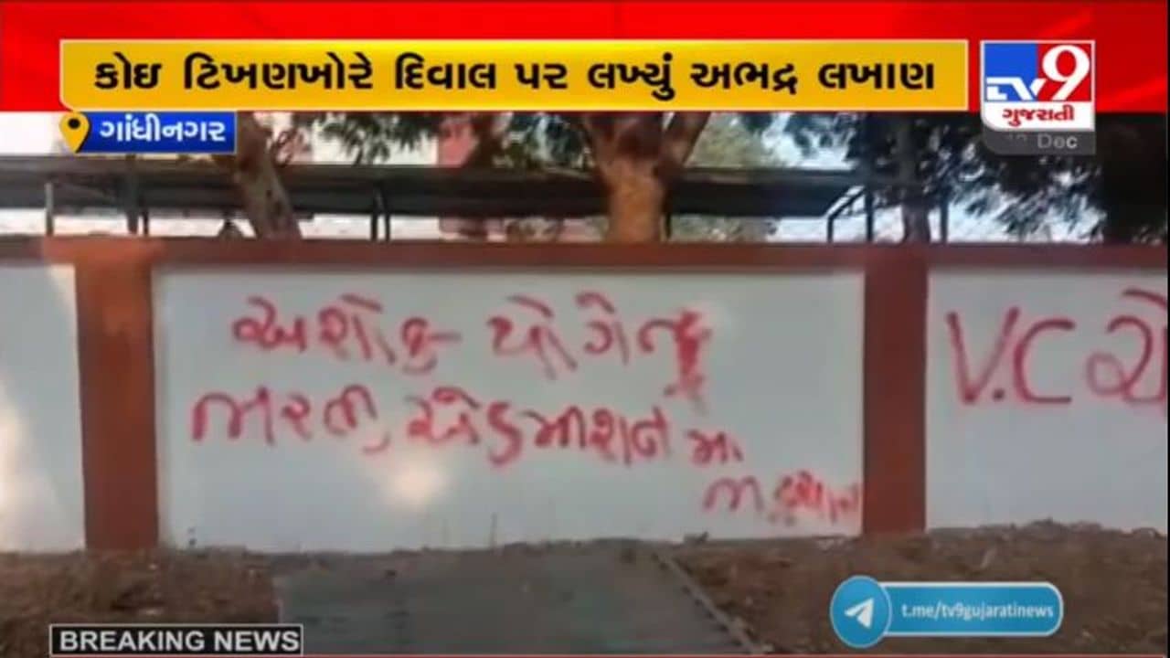 VC ચોર હૈ : ચિલ્ડ્રન યુનિવર્સિટીની દિવાલ પર કુલપતિ અને સ્ટાફ વિશે અભદ્ર લખાણ