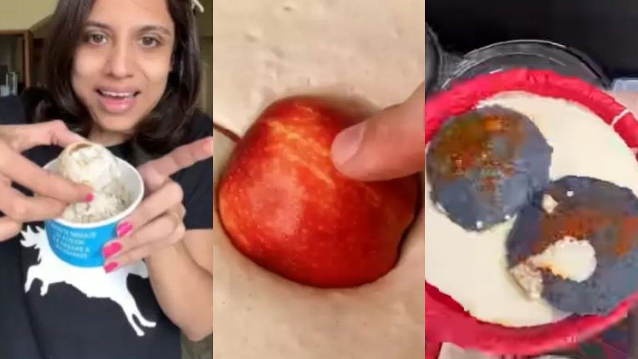 Viral: કોઈ પાણી પુરી આઈસક્રીમ ખાઈ રહ્યું છે તો કોઈ સફરજનના ભજીયા અને કાળી ઈડલી, વીડિયો થયા વાયરલ