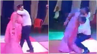 ભારે કરી !  ઉત્સાહમાં આ વ્યક્તિએ તેની પત્નીને ઉઠાવવાની કરી કોશિશ, પછી જે થયુ તે જોઈને મહેમાનો પણ હસીને લોટ પોટ થયા