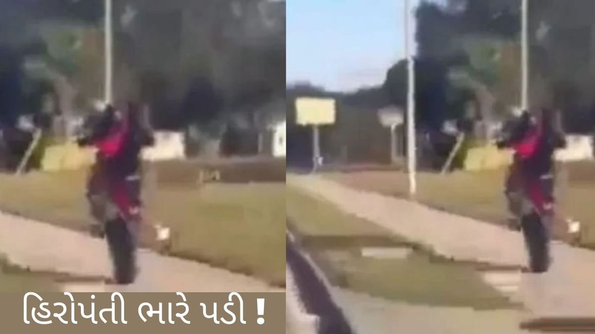 હિરોપંતી ભારે પડી ! બાઈક પર સ્ટંટ કરવાના ચક્કરમાં યુવકના હાલ થયા બેહાલ, વીડિયો જોઈને તમારા રૂવાડા ઉભા થઈ જશે