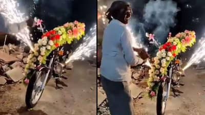 Viral Video : આ વ્યક્તિએ નવી બાઈકનુ કર્યુ શાહી સ્વાગત, યુઝર્સ કહ્યુ ખુશી માટે Audi જરૂરી નથી