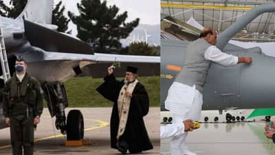 જુઓ વીડિયો: ગ્રીસને મળ્યા Rafale, રાજનાથ સિંઘની શસ્ત્ર પૂજનનું કરાયું અનુકરણ