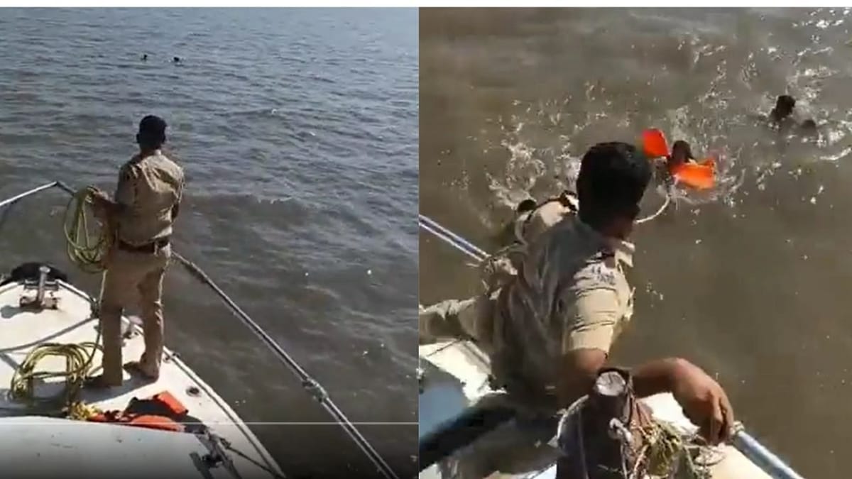 મુંબઈ પોલીસના બહાદુર જવાને બચાવ્યો ડૂબતી મહિલાનો જીવ, ગેટવે ઓફ ઈન્ડિયા પાસે સમુદ્રમાં પડી હતી પર્યટક મહિલા, જુઓ Video