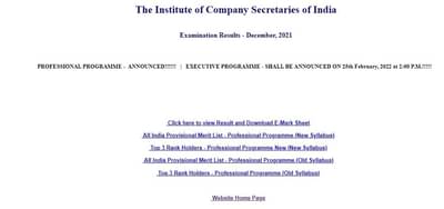 ICSI CS Result 2021: સીએસ પ્રોફેશનલ પ્રોગ્રામ ડિસેમ્બર પરીક્ષાના પરિણામ થયા જાહેર, આ રીતે કરો ચેક