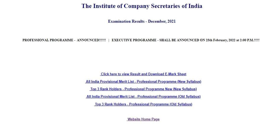 ICSI CS Result 2021: સીએસ પ્રોફેશનલ પ્રોગ્રામ ડિસેમ્બર પરીક્ષાના પરિણામ થયા જાહેર, આ રીતે કરો ચેક