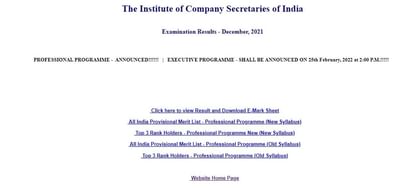 ICSI CS Result 2021: સીએસ પ્રોફેશનલ પ્રોગ્રામ ડિસેમ્બર પરીક્ષાના પરિણામ થયા જાહેર, આ રીતે કરો ચેક