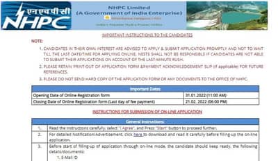 NHPC JE Recruitment 2022: જુનિયર એન્જિનિયરની જગ્યાઓ માટે અરજી કરવાની છેલ્લી તારીખ નજીક, જલ્દી કરો અરજી