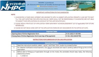 NHPC JE Recruitment 2022: જુનિયર એન્જિનિયરની જગ્યાઓ માટે અરજી કરવાની છેલ્લી તારીખ નજીક, જલ્દી કરો અરજી