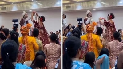 વરમાળા સમયે દુલ્હાએ અલ્લુ અર્જુન સ્ટાઈલમાં કહ્યું મેં ઝૂંકેગા નહીં, યુઝર્સ બોલ્યા 'અત્યારે નહીં તો વાસણ ધોવા તો ઝુકવું જ પડશે'