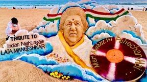 Sand art of Lata Mangeshkar: રેત કલાકાર સુદર્શન પટનાયકે પોતાની આગવી શૈલીમાં લતા દીદીને આપી શ્રદ્ધાંજલી, લખ્યું- એક સુવર્ણ યુગનો અંત