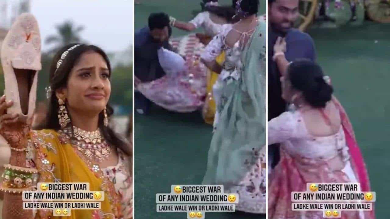 મોજડી ચોરવાનો આવો વીડિયો તમે ભાગ્યે જ જોયો હશે, જુઓ કેવી રીતે છોકરીઓ અને છોકરાઓ વચ્ચે થઈ ઝપાઝપી