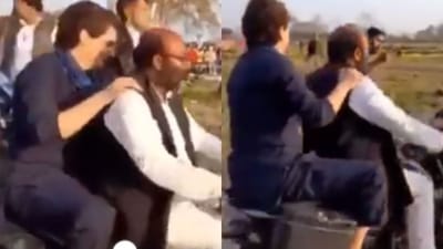 UP Election 2022: પ્રિયંકા ગાંધી કુશીનગરમાં અજય લલ્લુની બાઇક પર સવાર થઈ ગયા અને સુરક્ષાકર્મીઓ પાછળ દોડતા રહ્યા