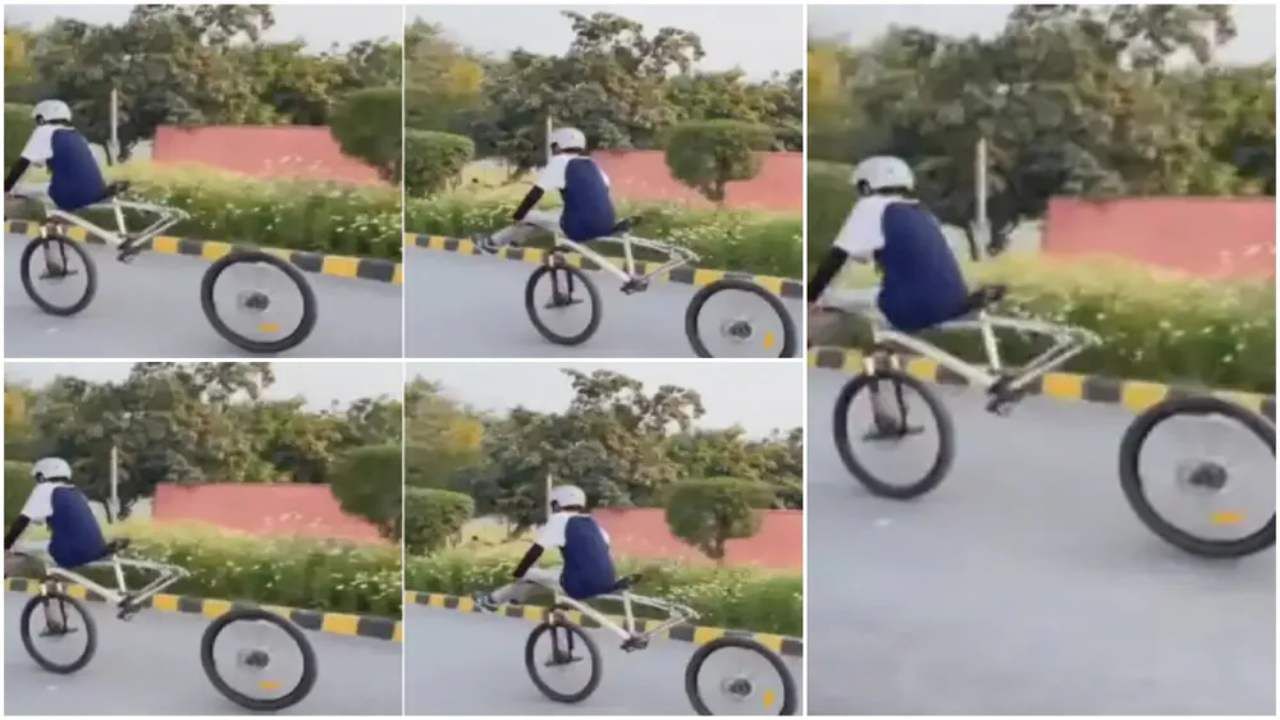 Stunt Video: સાયકલનું પૈડું નિકળી ગયુ છતાં છોકરાએ કર્યો જબરદસ્ત સ્ટંટ, લોકોએ કહ્યું 'અદ્ભૂત'