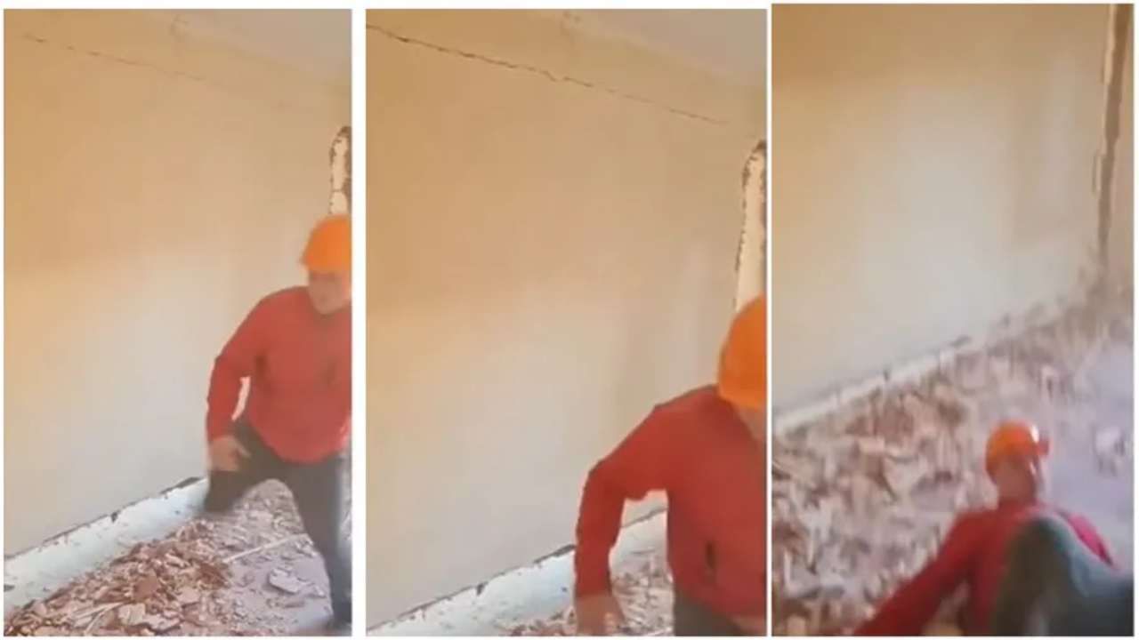 Viral: દિવાલને લાત મારી રહ્યો હતો શખ્સ પછી થયું એવું કે જોઈને રૂવાડા ઉભા થઈ જશે, લોકોએ કહ્યું 'કર્મનું તાત્કાલિક ફળ'