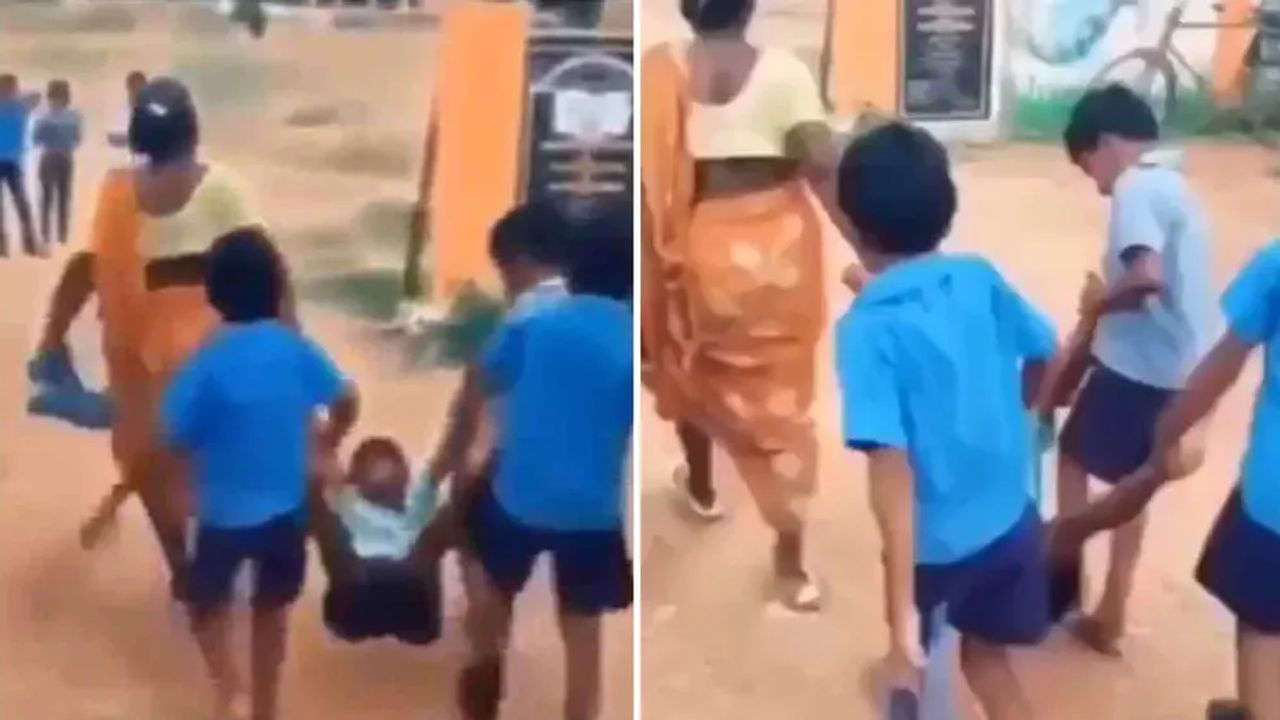 Funny Video: ટાબરિયાને આ રીતે ટીંગાટોળી કરીને સ્કૂલે મુકવા ગઈ માતા, વીડિયો જોઈને બાળપણની યાદો થઈ જશે તાજી