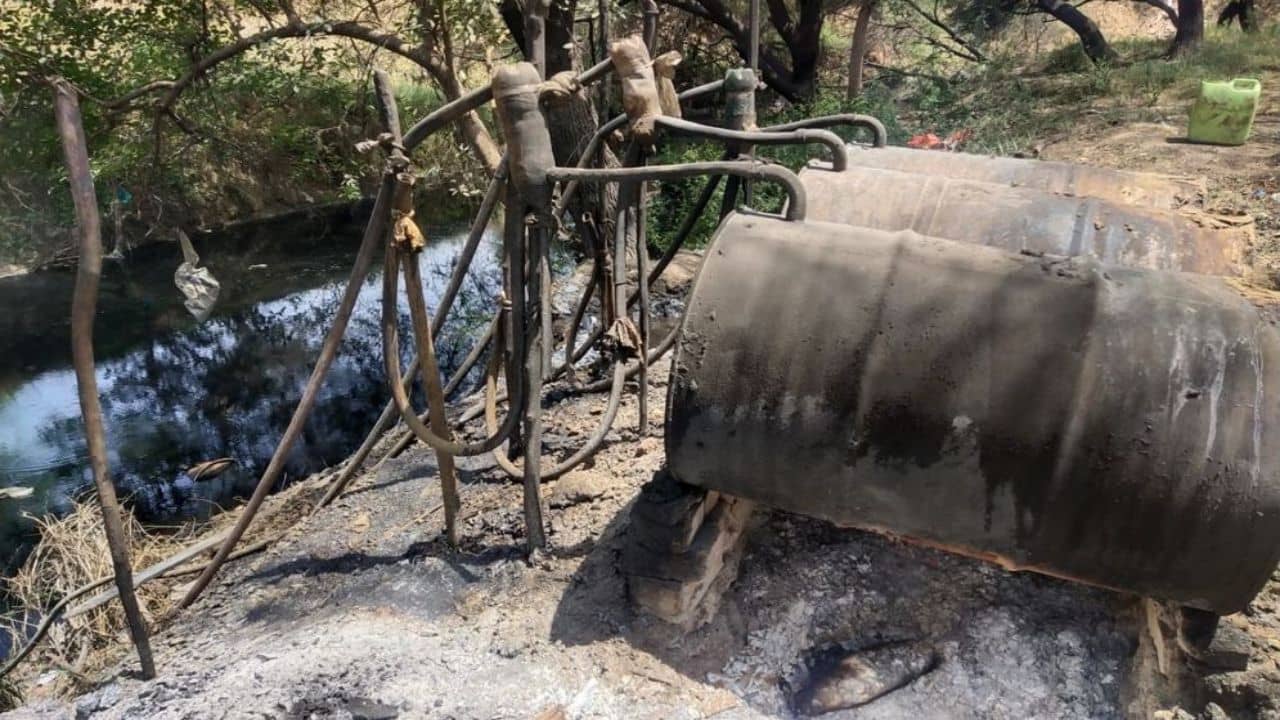 Vadodara: વિશ્વામિત્રીના કાંઠે ચાલીતી દારૂની ભઠ્ઠીઓ પર  સ્ટેટ મોનિટરિંગ સેલનો દરોડો, 10 હજાર લિટર વોશ અને 52 પીપળા દેશી દારૂનો જથ્થો પકડાયો