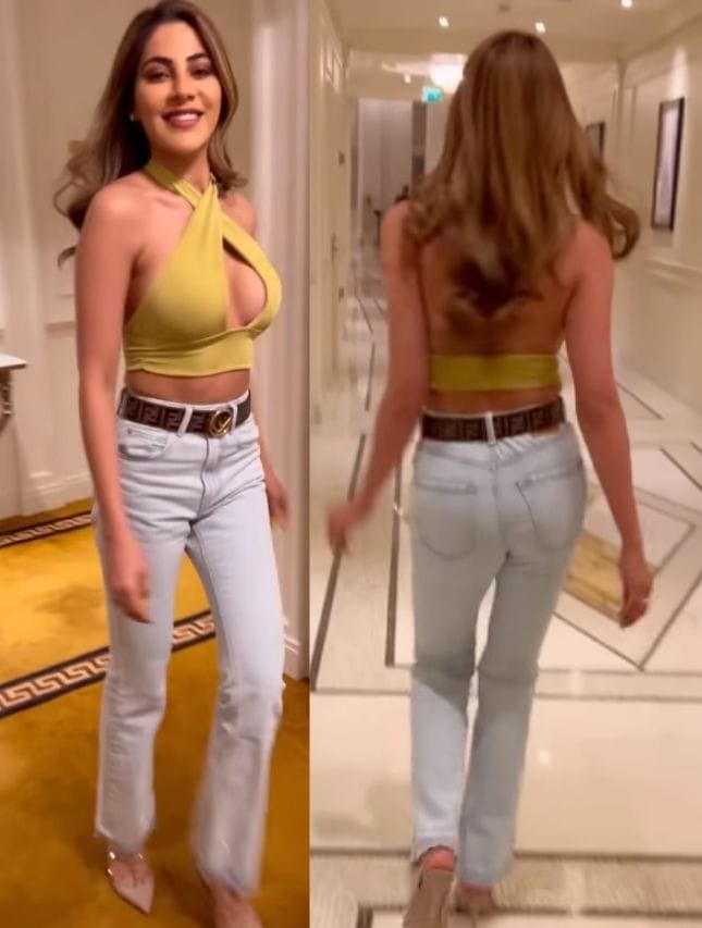 નિક્કી તંબોળીએ ફ્રન્ટ કટ ટોપમાં આપ્યા સિઝલિંગ પોઝ