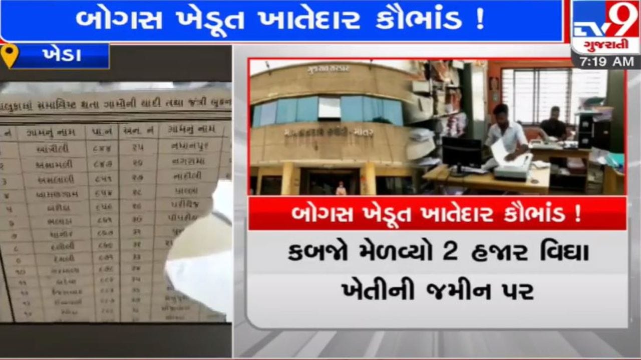 Kheda: બોગસ ખેડૂત ખાતેદાર કૌભાંડ ! રાજ્ય મહેસૂલ વિભાગની તપાસમાં કૌભાંડનો થયો પર્દાફાશ Kheda: બોગસ ખેડૂત ખાતેદાર કૌભાંડ ! રાજ્ય મહેસૂલ વિભાગની તપાસમાં કૌભાંડનો થયો પર્દાફાશ