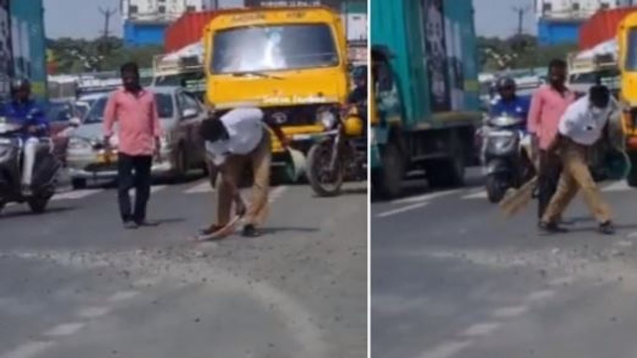 Police Viral Video: રસ્તાની વચ્ચે ટ્રાફિક પોલિસે કર્યું કંઈક આવું કામ તો લોકો કહ્યું- વાહ !