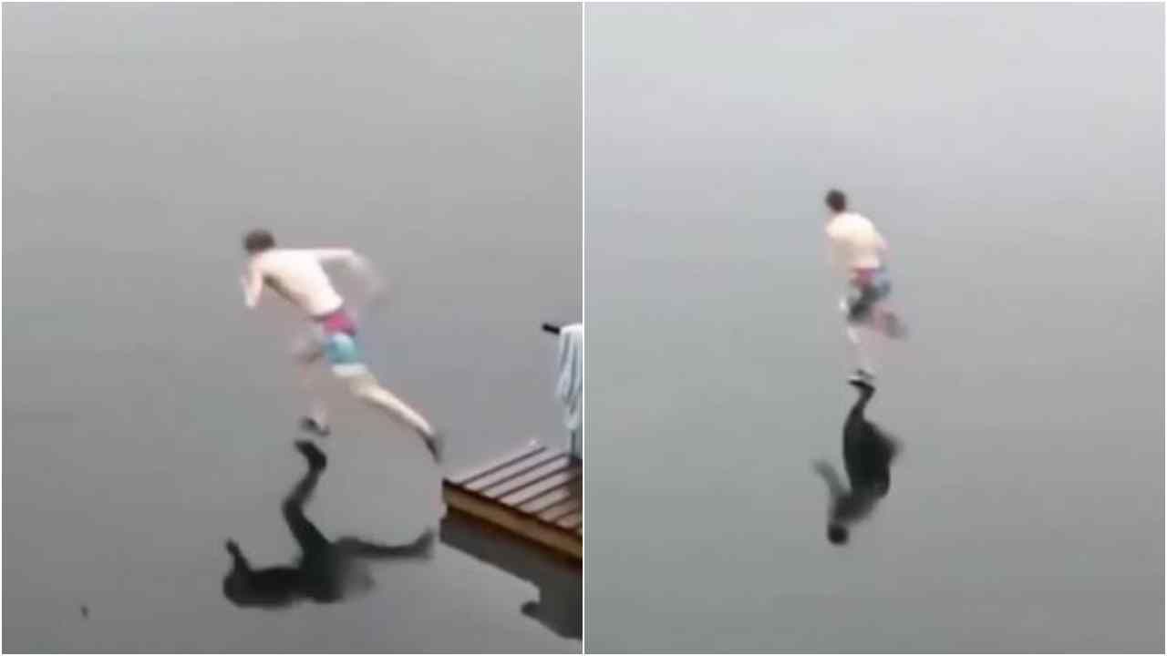 Viral Video: પાણી ઉપર દોડ્યો યુવક, વીડિયો જોઈ લોકોના ઉડ્યા હોંશ, જુઓ વીડિયો
