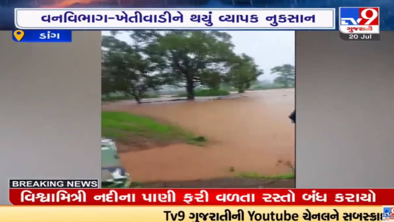 ડાંગ જિલ્લામાં વરસી રહ્યો છે વરસાદ, સતત વરસાદથી પૂર્ણા નદીમાં ઘોડાપૂર