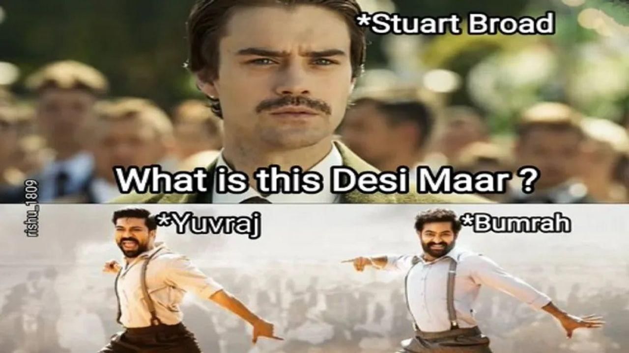 INDvsENG: 'Desi Mar' on Stuart Broad again, Yuvraj remembered by fans IND  vs ENG test match jasprit bumrah smashed 35 runs in stuart broad over funny  memes viral on social media india