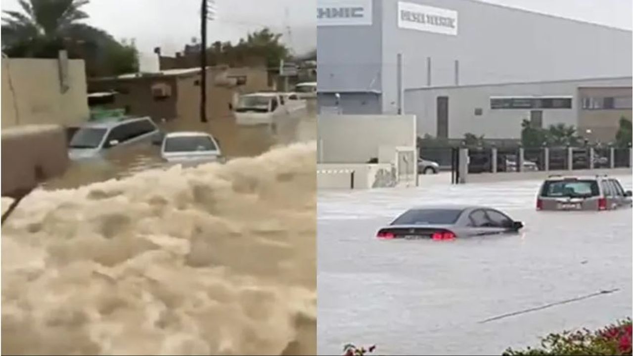 UAEમાં આકાશી દુર્ઘટનાએ તબાહી મચાવી, અનેક રસ્તાઓ તૂટી ગયા, પાણીમાં તરતી કાર, જુઓ વીડિયો
