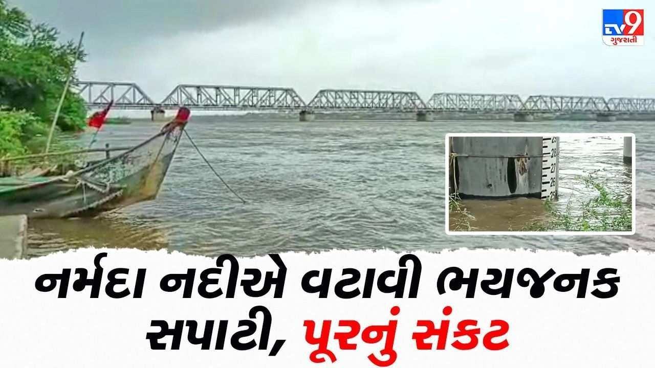 Bharuch: ગોલ્ડન બ્રિજ નજીક જીવાદોરી નર્મદા વહી રહી છે ભયજનક સપાટીની ઉપર, નીચાણવાળા વિસ્તારમાં એલર્ટ, અંકલેશ્વર જેટી પર અવરજવર બંધ Bharuch: ગોલ્ડન બ્રિજ નજીક જીવાદોરી નર્મદા વહી રહી છે ભયજનક સપાટીની ઉપર, નીચાણવાળા વિસ્તારમાં એલર્ટ, અંકલેશ્વર જેટી પર અવરજવર બંધ