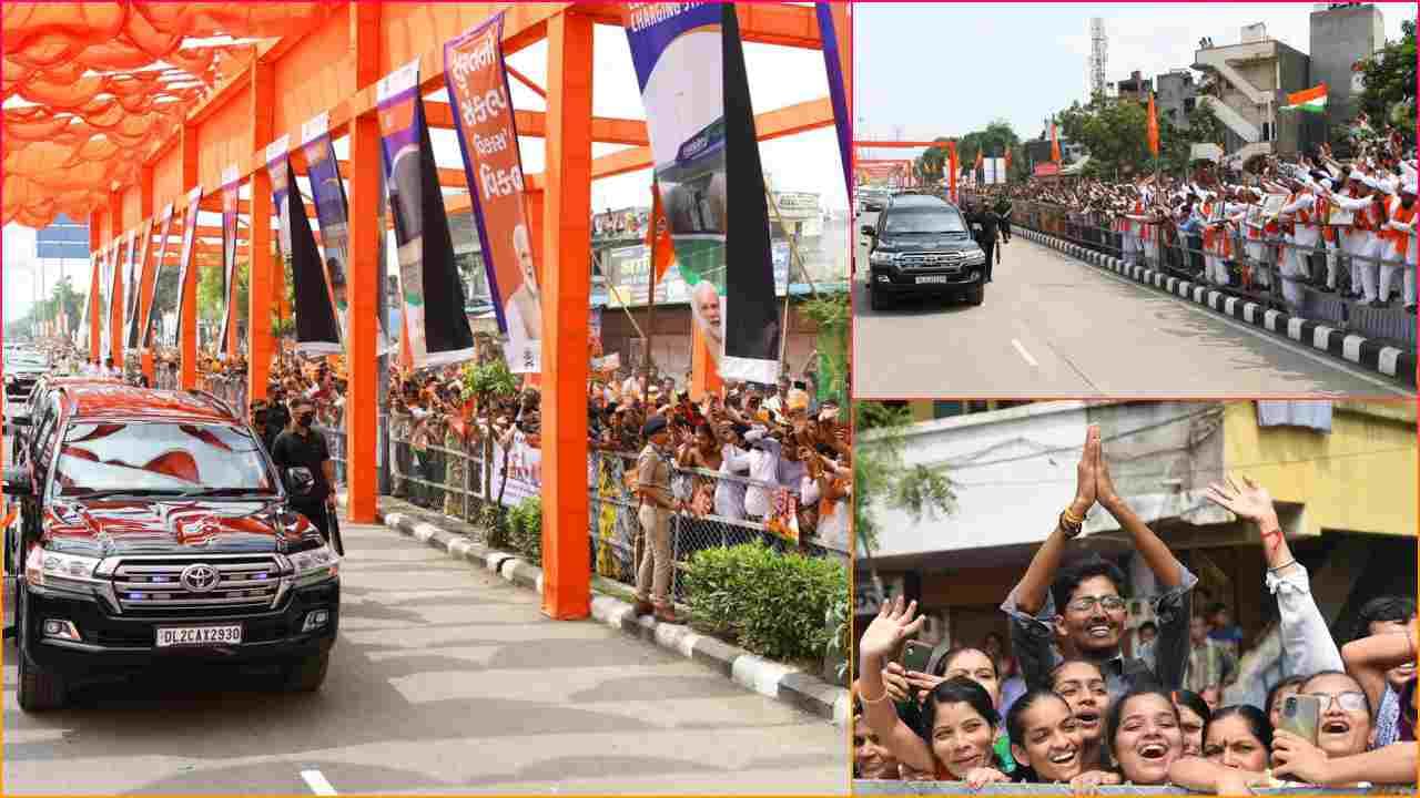 પીએમ મોદીએ સુરતમાં ભવ્ય રોડ-શો કર્યો હતો જેમાં રોડ-શોના રૂટને ભગવા રંગથી શણગારવામાં આવ્યો હતો. તેમજ વડાપ્રધાનને આવકારવા લોકોમાં અનેરો ઉત્સાહ જોવા મળ્યો હતો.