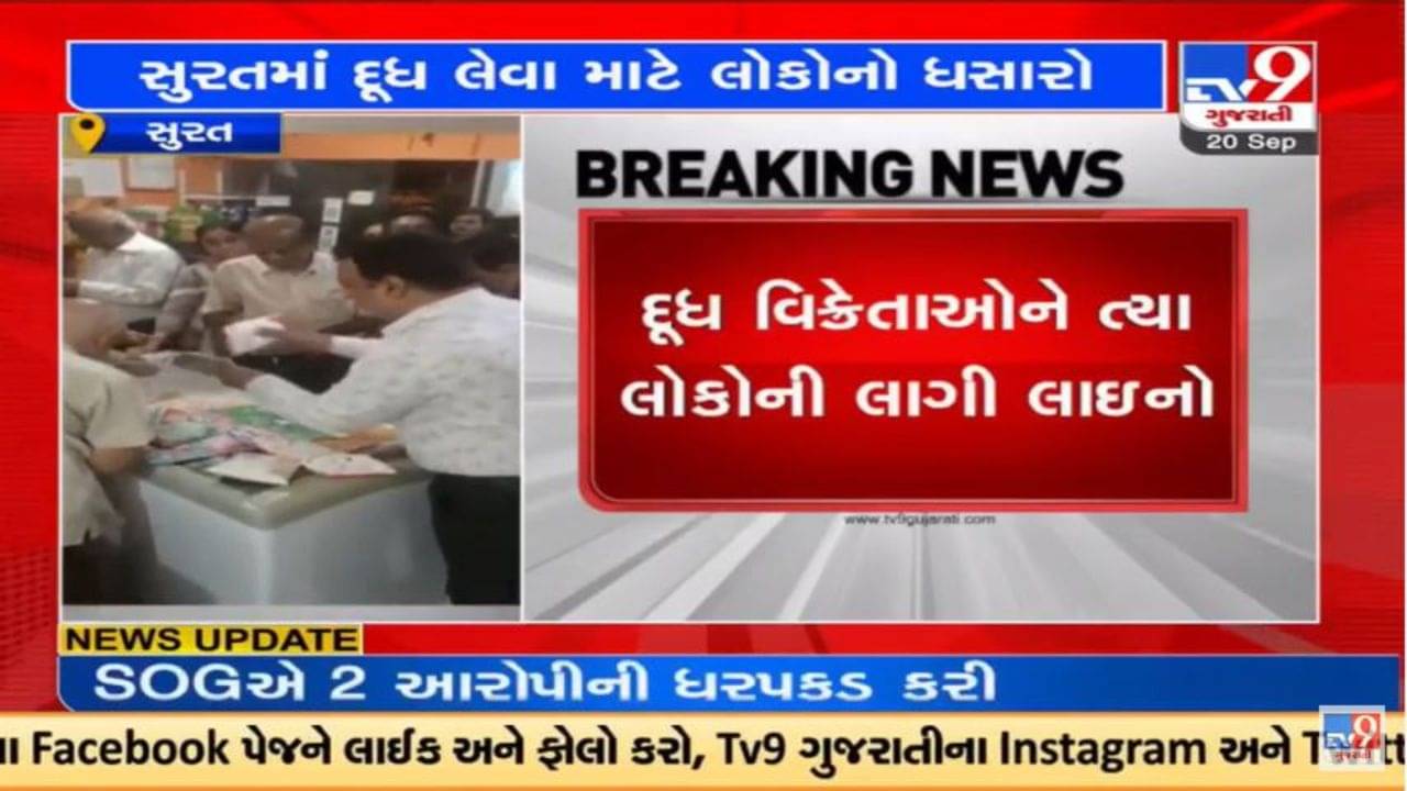 Surat : દૂધ લેવા લોકોની ભીડ, આવતીકાલે માલધારીઓની હડતાળના પગલે લોકો મૂંઝવણમાં