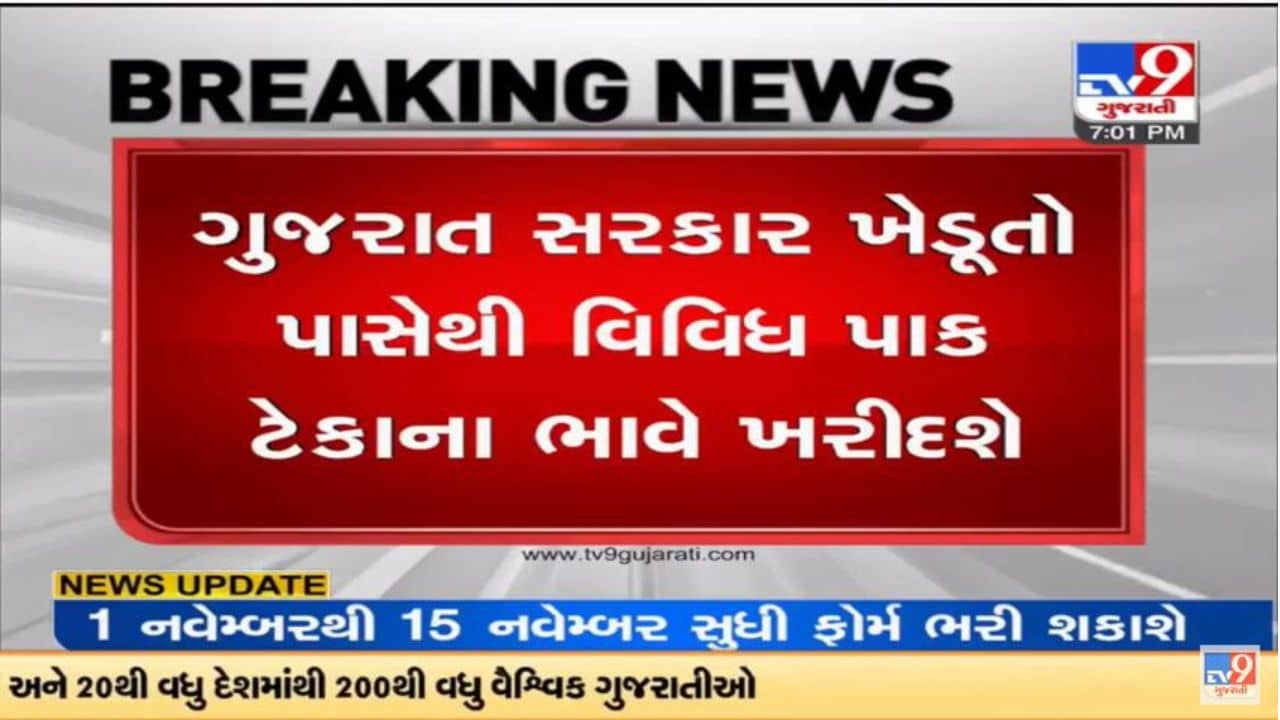 ગુજરાત સરકારની ખેડૂતોને દિવાળી ભેટ, મગફળી, મગ, અડદ અને સોયાબીનની ટેકાના ભાવે ખરીદી કરશે