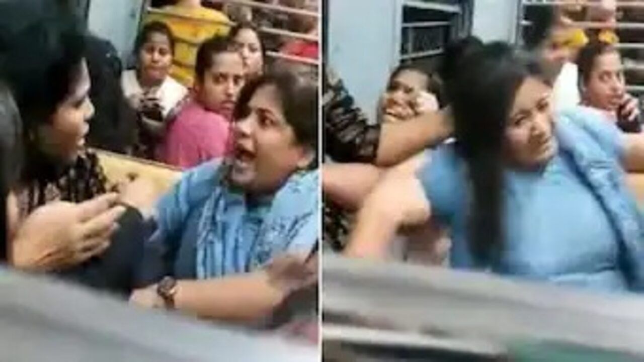 વાયરલ વીડિયો : Mumbai Local Train માં બે મહિલાઓ વચ્ચે થઈ ભયંકર બબાલ, વાળ ખેંચીને માર્યા મુક્કા-લાત